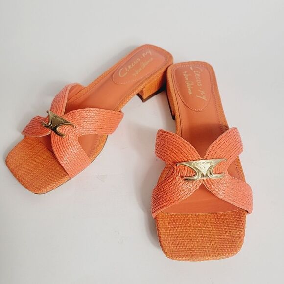 NEW Sam Edelman Circus NY Joella Weave Slide Sandal Orange Size 7.5 - Picture 2 of 9